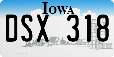 IA license plate DSX318