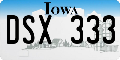 IA license plate DSX333