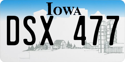 IA license plate DSX477