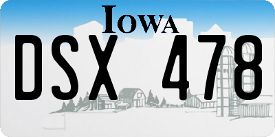 IA license plate DSX478
