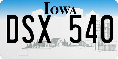 IA license plate DSX540