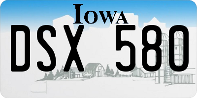 IA license plate DSX580
