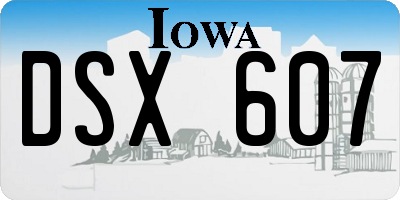 IA license plate DSX607