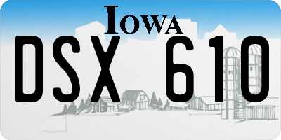 IA license plate DSX610