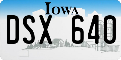 IA license plate DSX640
