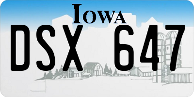 IA license plate DSX647