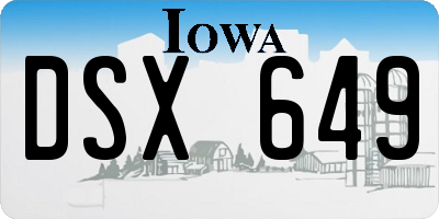 IA license plate DSX649