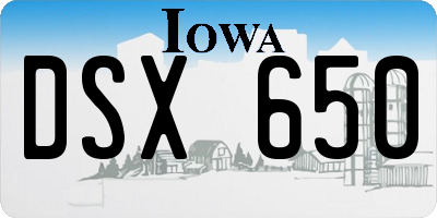 IA license plate DSX650