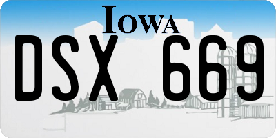 IA license plate DSX669