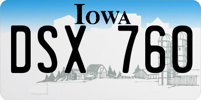 IA license plate DSX760