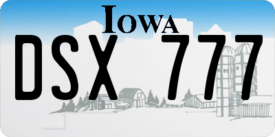IA license plate DSX777