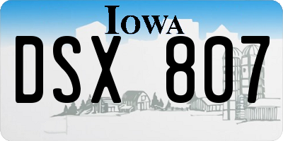 IA license plate DSX807