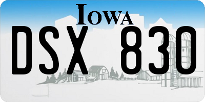 IA license plate DSX830