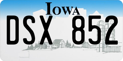 IA license plate DSX852