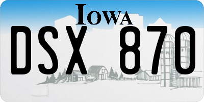 IA license plate DSX870