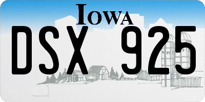 IA license plate DSX925