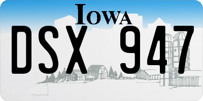 IA license plate DSX947