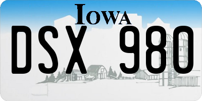 IA license plate DSX980