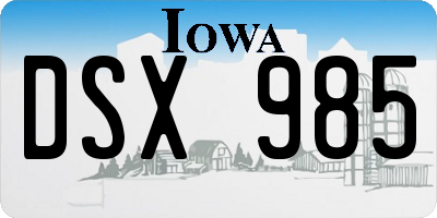 IA license plate DSX985