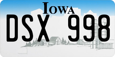 IA license plate DSX998