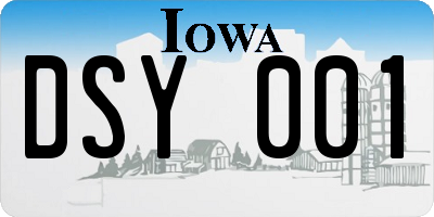 IA license plate DSY001