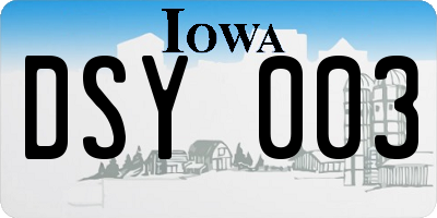 IA license plate DSY003