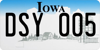 IA license plate DSY005
