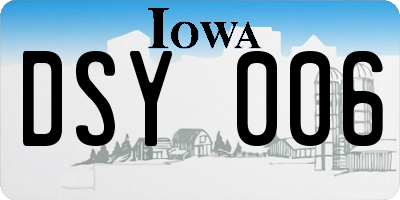 IA license plate DSY006
