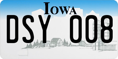 IA license plate DSY008