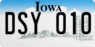 IA license plate DSY010