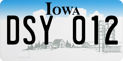 IA license plate DSY012