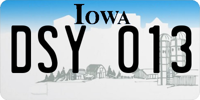 IA license plate DSY013