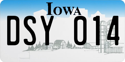 IA license plate DSY014