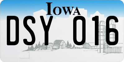 IA license plate DSY016