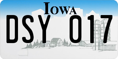 IA license plate DSY017
