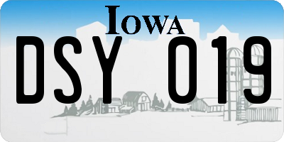 IA license plate DSY019