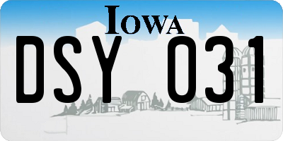 IA license plate DSY031