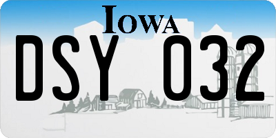 IA license plate DSY032