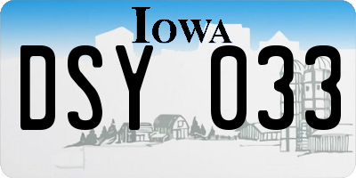 IA license plate DSY033