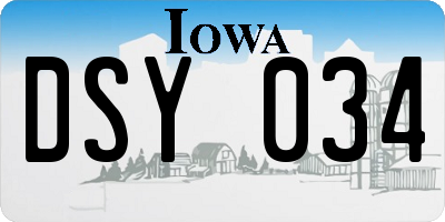 IA license plate DSY034