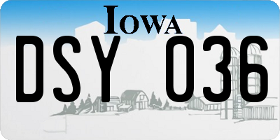 IA license plate DSY036