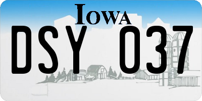 IA license plate DSY037