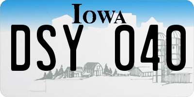 IA license plate DSY040