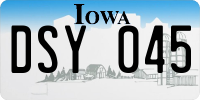 IA license plate DSY045