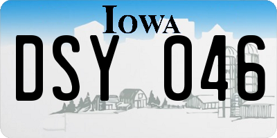 IA license plate DSY046