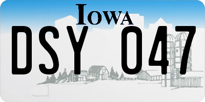 IA license plate DSY047
