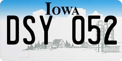 IA license plate DSY052