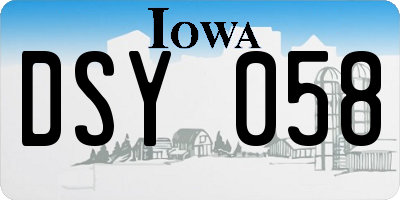 IA license plate DSY058