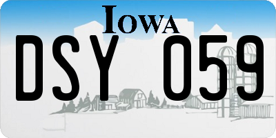 IA license plate DSY059