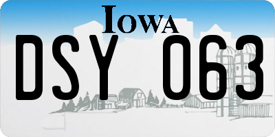 IA license plate DSY063